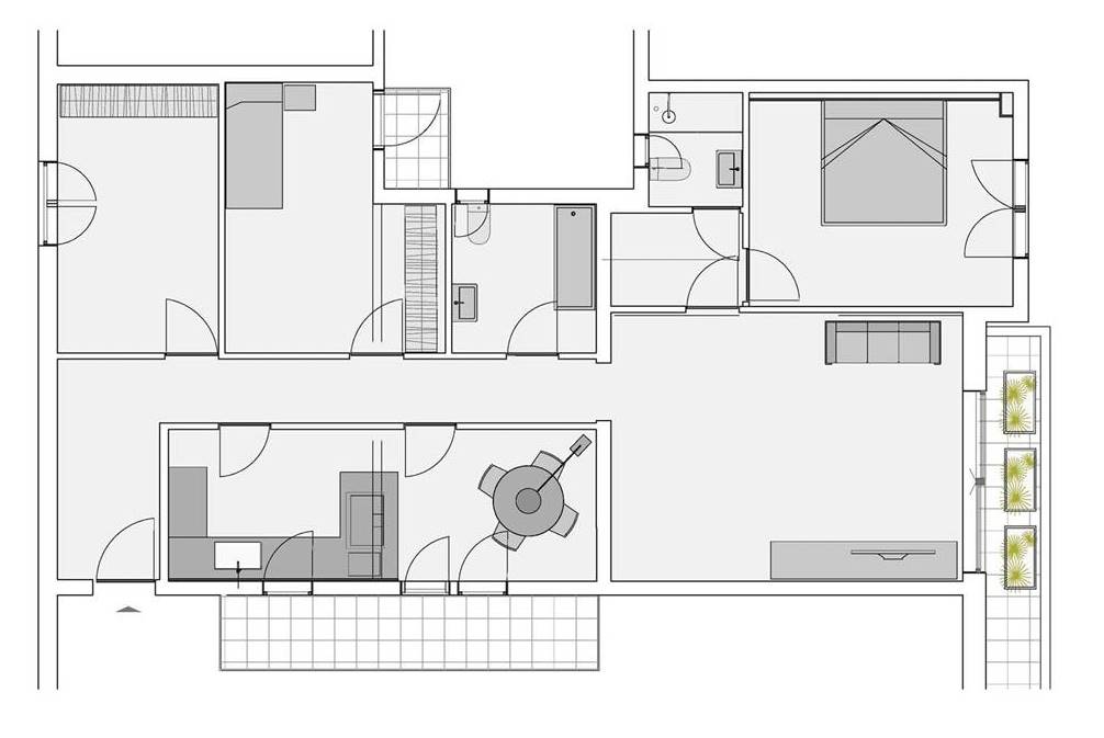 Plano original de la vivienda antes de la reforma. 