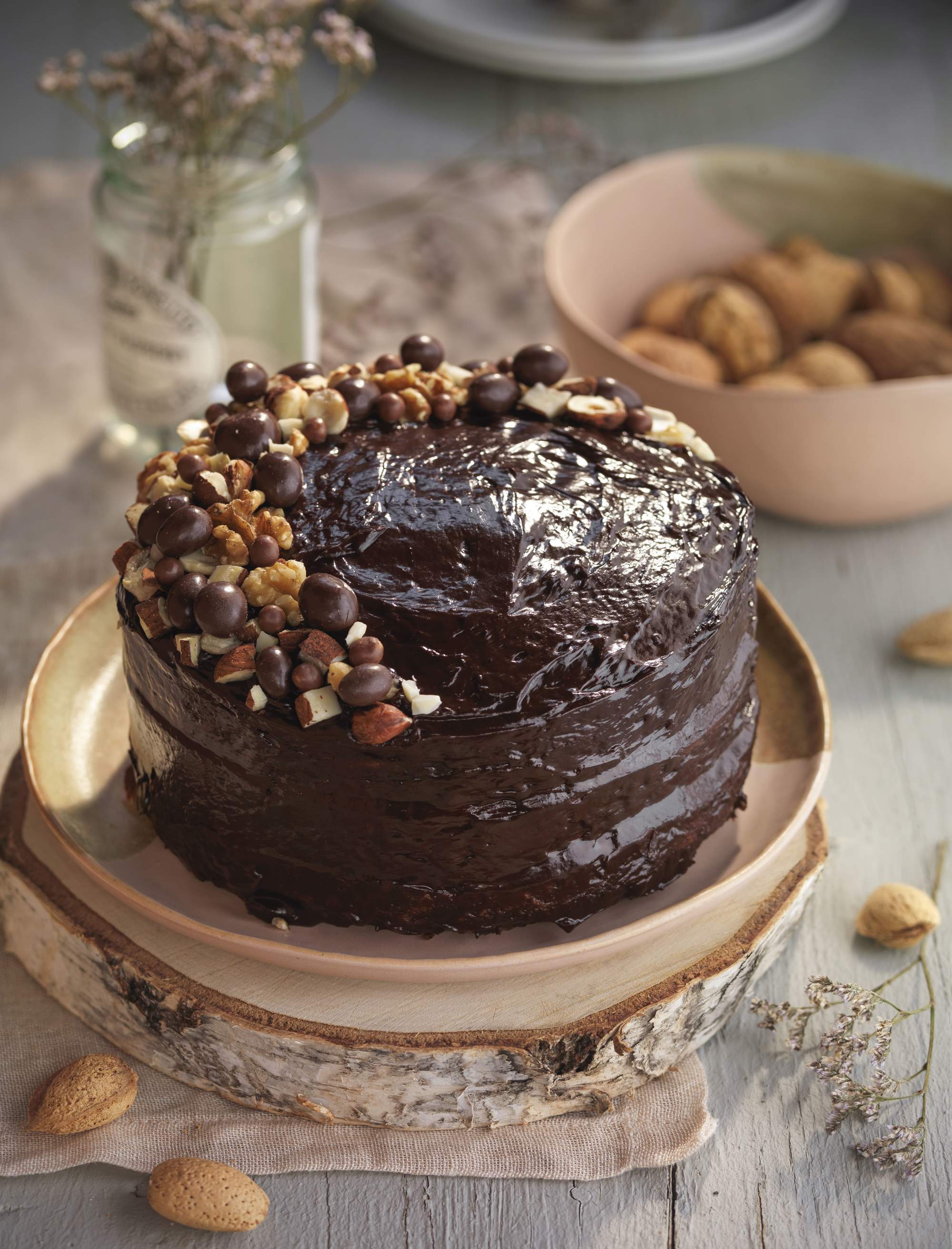 Receta: bizcocho de chocolate con frutos secos.